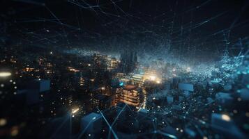 3d rendering abstract digital technology background. Network connection structure. Digital data visualization. photo