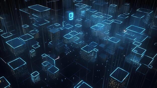 3D rendering of abstract digital technology background. Big data connection concept. photo