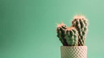 cactus en un maceta en verde antecedentes. mínimo concepto.ai generativo foto