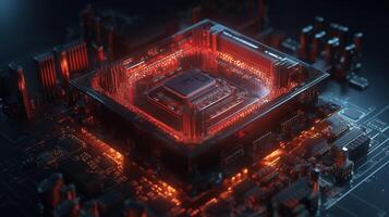 3d rendering of abstract technology concept background. Futuristic circuit board. photo