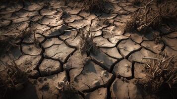 seco agrietado tierra antecedentes. global calentamiento y clima cambio concepto.ai generativo foto