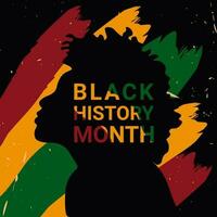 Celebration of Black history month October and February, African American People, colorful minimal vector illustration with silhouette woman in retro style.