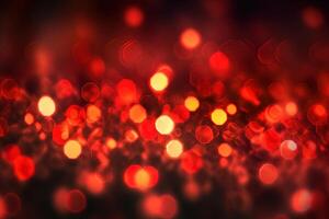 Abstract Christmas background with bokeh defocused lights and red color. photo