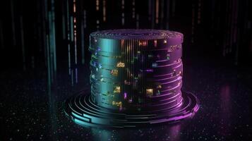 3D rendering of abstract technology concept. Digital data transfer and communication. photo