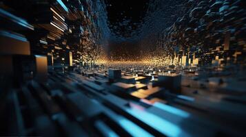 3d rendering abstract digital technology background. Network connection structure. Digital data visualization. photo