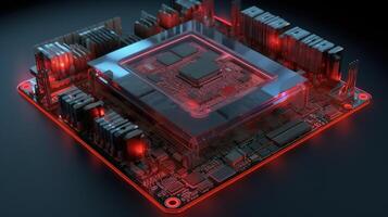 3d rendering of abstract technology concept background. Futuristic circuit board. photo