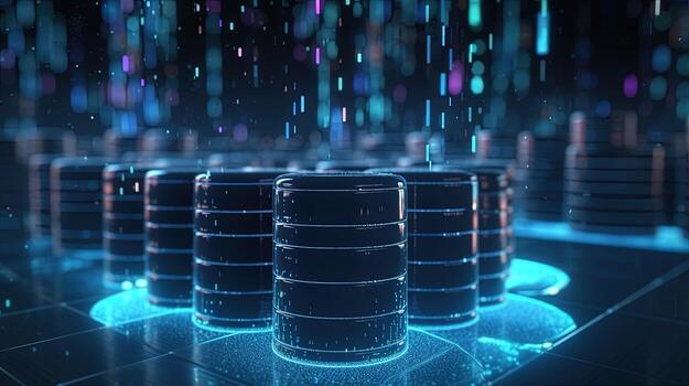 3D rendering of abstract digital technology background. Big data connection concept. photo