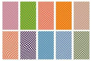 Groovy retro pattern background in psychedelic checkered backdrop style. A chessboard in a minimalist abstract design with a 60s 70s aesthetic vibe. hippie style y2k. funky print vector illustration