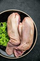 tongue pork raw meat meal food snack on the table copy space food background rustic top view photo
