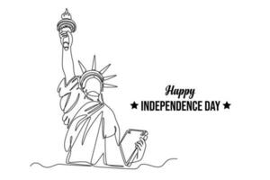 Continuous one line drawing 4th of July. Happy Independence Day concept. Single line draw design vector graphic illustration.