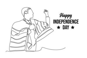 Continuous one line drawing 4th of July. Happy Independence Day concept. Single line draw design vector graphic illustration.