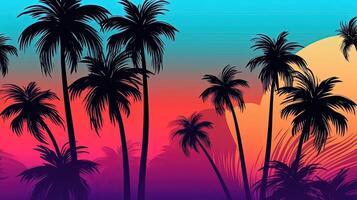 Colorful palm background. Illustration photo