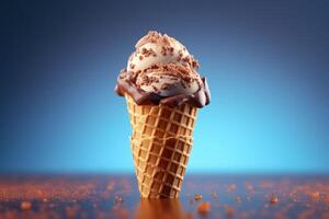 Ice cream cone with caramel. Illustration photo