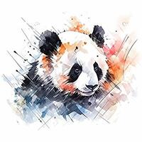 Cute watercolor panda. Illustration photo