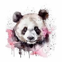 Cute watercolor panda. Illustration photo