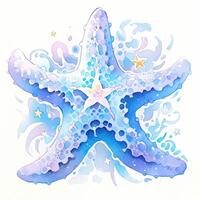 acuarela estrella de mar. ilustración ai generativo foto