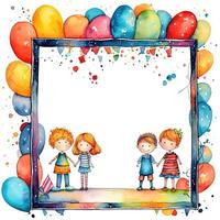 Kids cartoon birthday background. Illustration photo