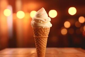 Ice cream cone with caramel. Illustration photo