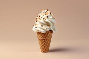 Ice cream cone with caramel. Illustration photo