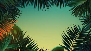Tropical palms background. Illustration AI Generative photo