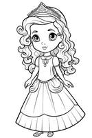 Coloring page with princess. Illustration photo