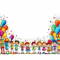 Kids cartoon birthday background. Illustration photo