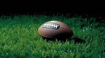 American football on green grass Illustration photo