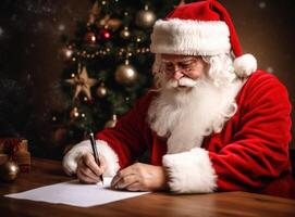 Papa Noel claus con letras. ilustración ai generativo foto