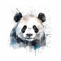 Cute watercolor panda. Illustration photo