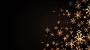 Navidad oscuro antecedentes con dorado Brillantina estrellas. ilustración ai generativo foto