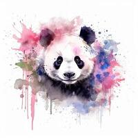 Cute watercolor panda. Illustration photo