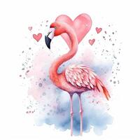 Watercolor pink Flamingo. Illustration photo