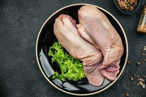 tongue raw pork meat meal food snack on the table copy space food background rustic top view photo