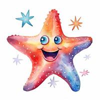 Cute watercolor starfish. Illustration photo