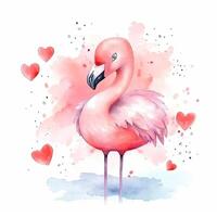 Watercolor pink Flamingo. Illustration photo