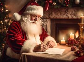 Papa Noel claus con letras. ilustración ai generativo foto