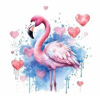 Watercolor pink Flamingo. Illustration photo