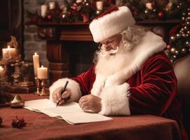 Papa Noel claus con letras. ilustración ai generativo foto