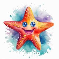 Cute watercolor starfish. Illustration photo