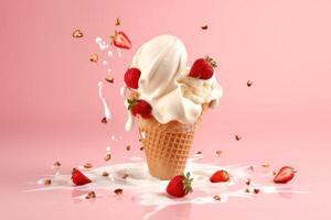 Strawberry ice cream. Illustration photo