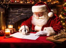 Papa Noel claus con letras. ilustración ai generativo foto