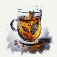 Watercolor tea. Illustration photo