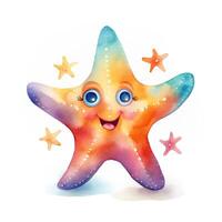 linda acuarela estrella de mar. ilustración ai generativo foto