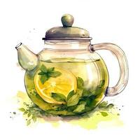 Watercolor green tea. Illustration photo