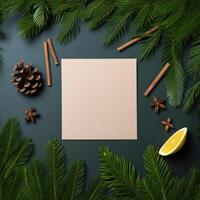 Empty Christmas card mockup. Illustration photo