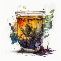 Watercolor tea. Illustration photo