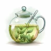 Watercolor green tea. Illustration photo