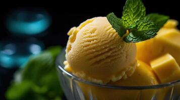 Sweet mango ice cream. Illustration photo