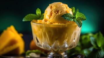 Sweet mango ice cream. Illustration photo