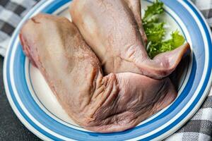 tongue raw pork meat meal food snack on the table copy space food background rustic top view photo